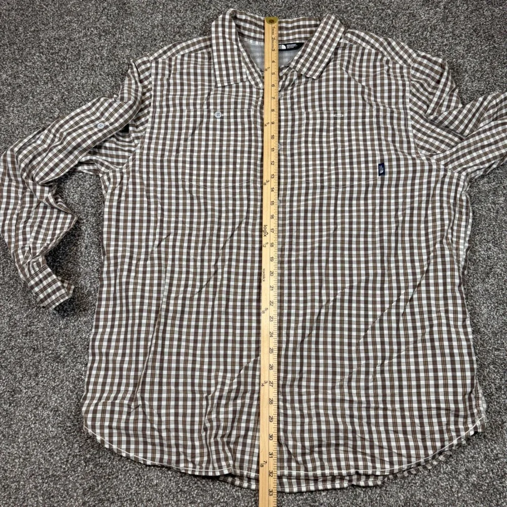 The North Face Mens XXL Brown Plaid Long Sleeve Hiking‎ Shirt